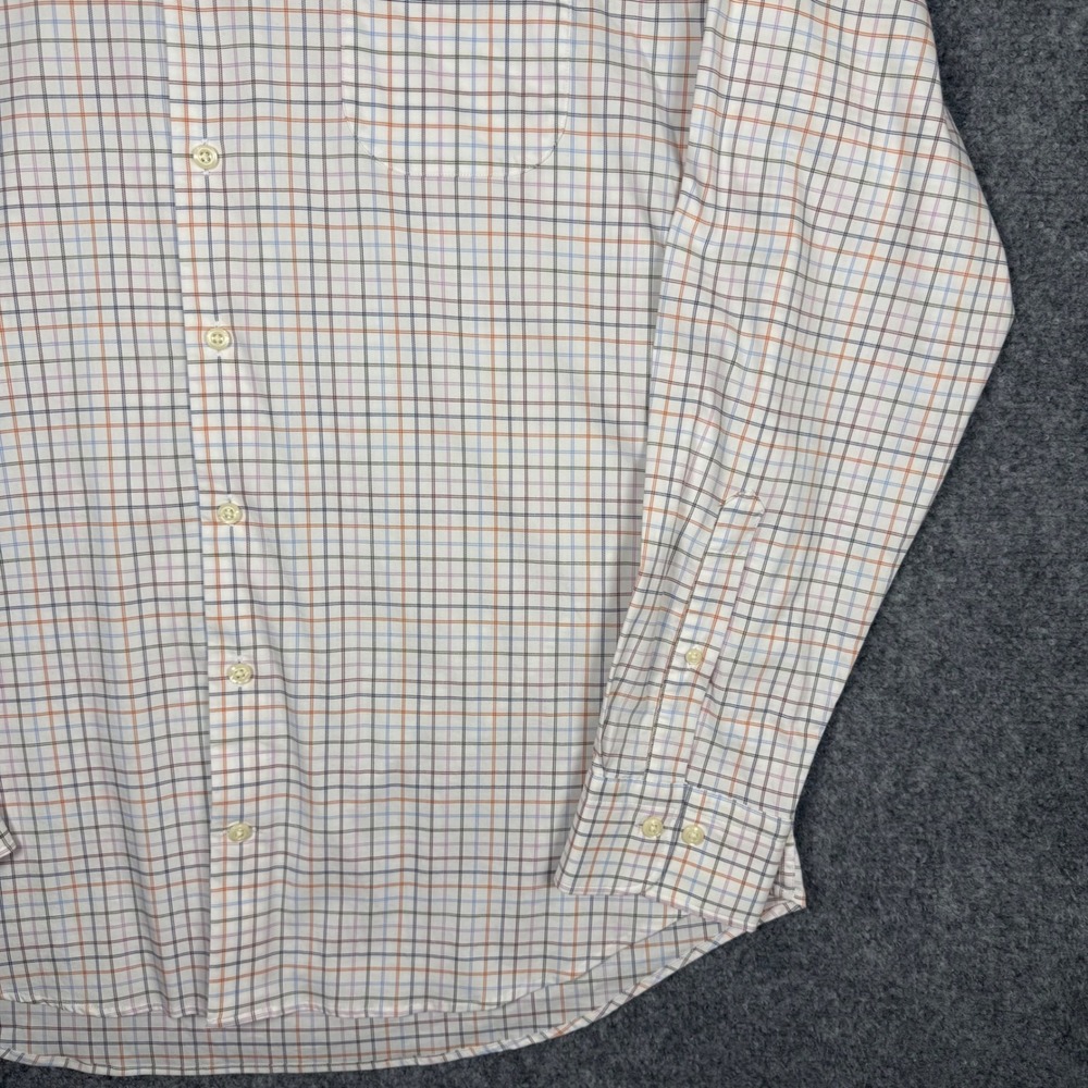 Peter Millar Performance Button Down Men Mens XL White Plaid Stretch Long Sleeve - Picture 6 of 12
